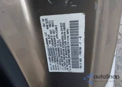 2011 Honda Odyssey Touring/Touring Elite z USA, uszkodzony, nr VIN 5FNRL5H97BB018174